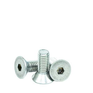 3/8" - 16 x 1" Flat Head Socket Head Cap Screws, Threaded, Allen Socket Drive, Stainless Steel 18-8, Bright Finish