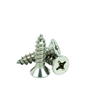 #14 x 1" Flat Head Phillips Sheet Metal Screws Self Tapping,18-8 Stainless Steel, Full Thread