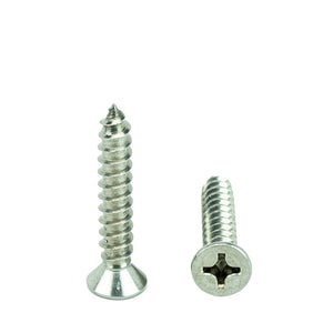 #6 x 1-1/2" Flat Head Phillips Sheet Metal Screws Self Tapping,18-8 Stainless Steel, Full Thread