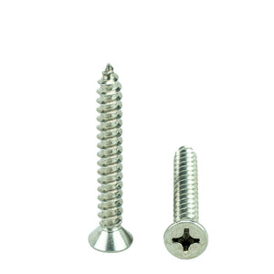 #8 x 2" Flat Head Phillips Sheet Metal Screws Self Tapping,18-8 Stainless Steel, Full Thread