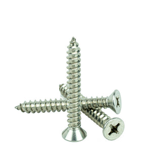 #8 x 2" Flat Head Phillips Sheet Metal Screws Self Tapping,18-8 Stainless Steel, Full Thread