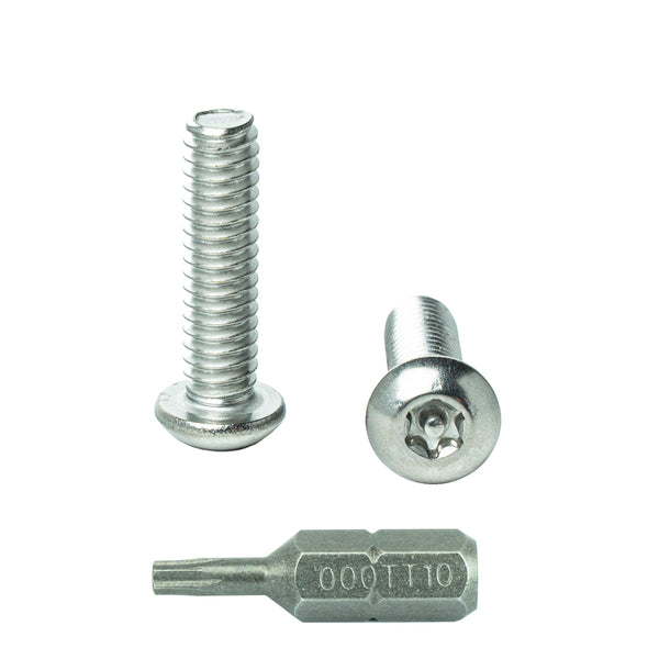 6-32 x 1" Button Head Torx Security Machine Screw Bolt, Includes bit, Fully Threaded, 18-8 Stainless Steel Tamper Resistant