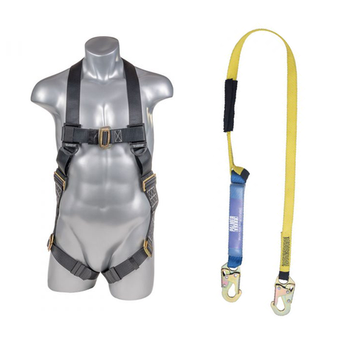 Full Protection 5pt. Body Harness and Lanyard Combo - Defender Safety Products