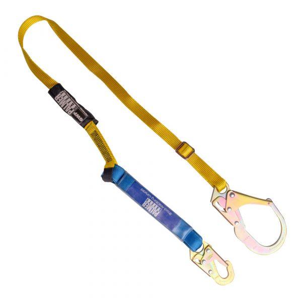 Construction Safety Adjustable Lanyard 4 – 6 Ft. Blue Shock Absorber, Rebar Hook - Defender Safety Products